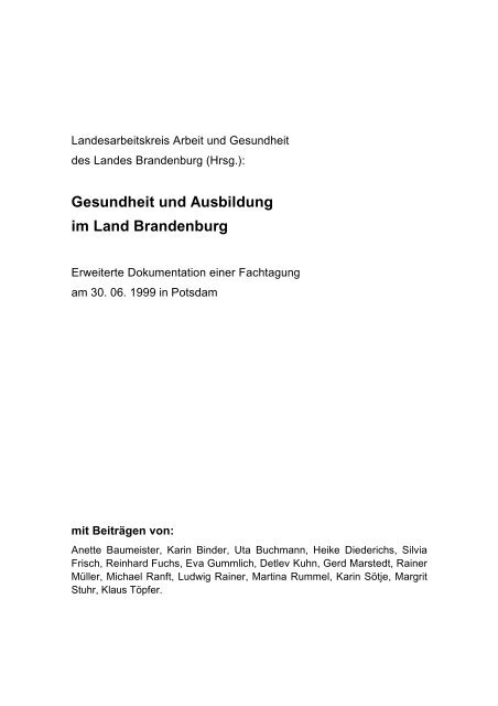 Gesundheit und Ausbildung im Land Brandenburg - Brandenburg.de