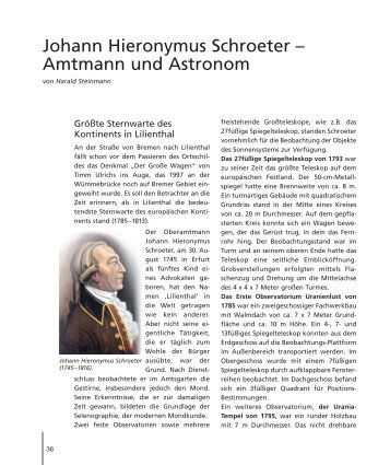 Johann Hieronymus Schroeter – Amtmann und Astronom