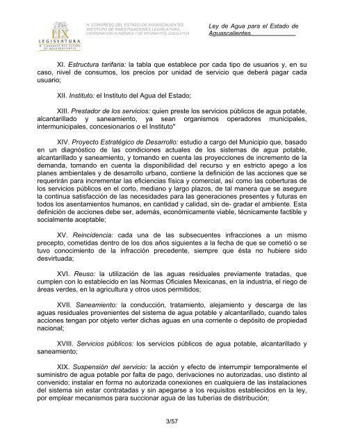 Ley de Agua para el Estado de Aguascalientes - Gobierno de ...