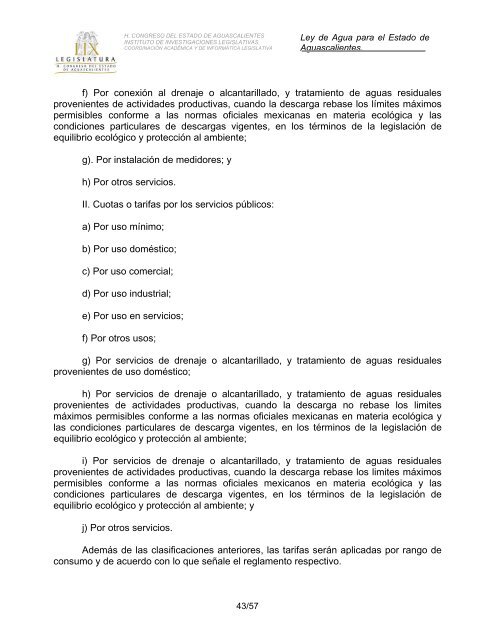 Ley de Agua para el Estado de Aguascalientes - Gobierno de ...