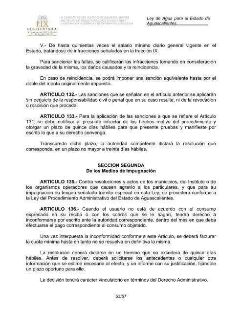 Ley de Agua para el Estado de Aguascalientes - Gobierno de ...