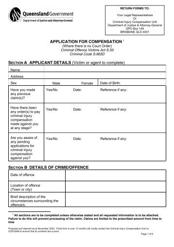 APPLICATION FOR COMPENSATION 1 SECTION A ... - Vintec