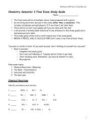 Chemistry Semester 2 Final Exam Study Guide