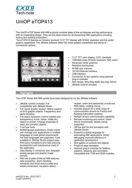 UniOP eTOP413 - Esco Drives & Automation