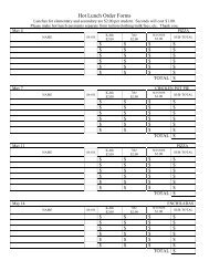 Hot Lunch Order Forms