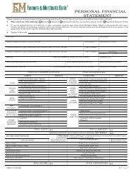 Personal Financial Statement Form - Farmers & Merchants Bank