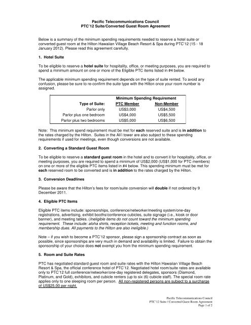 Download the PTC'12 Suite and Converted Guest Room Agreement