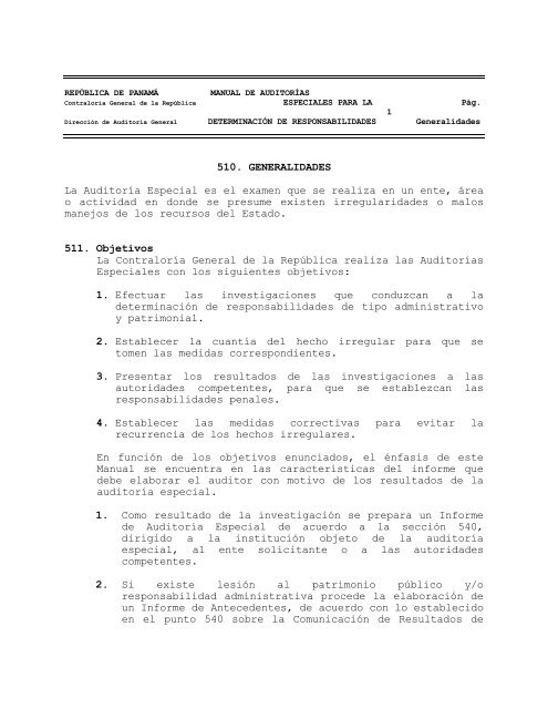 Manual de Auditorias Especiales - Ministerio de Comercio e Industrias