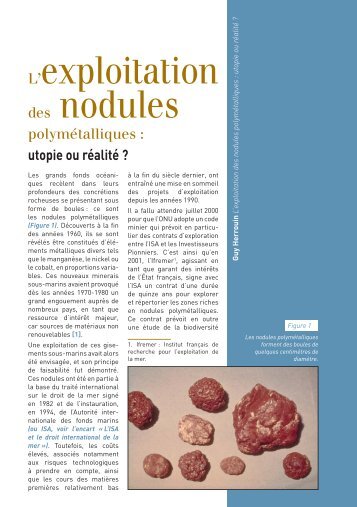 L'exploitation des nodules polymétalliques ... - Mediachimie.org