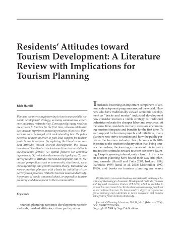 Residents' Attitudes toward Tourism Development - College of ...