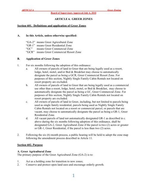 Apache County Zoning Map Article 6 - Greer Zoning Ordinance - Apache County