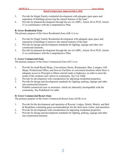 Article 6 - Greer Zoning Ordinance - Apache County