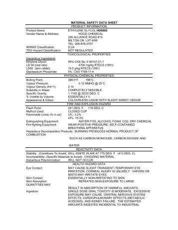 msds - ethylene glycol hd 6805 - Hood Chemical