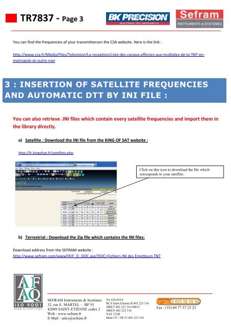 TR7837 : SIMPLIFIED GUIDE - Sefram