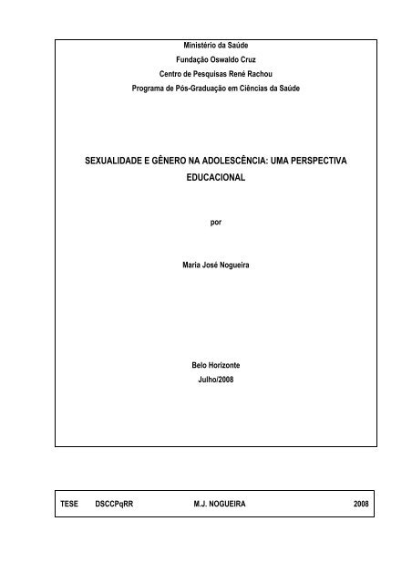 sexualidade e gÃªnero na adolescÃªncia: uma perspectiva educacional