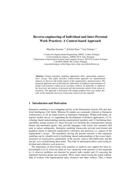 Reverse-engineering of individual and inter-personal work practices