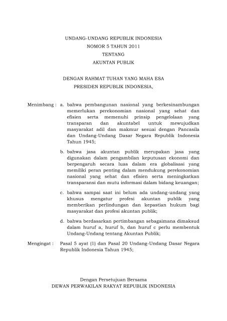 UU No.5 Tahun 2011 tentang Akuntan Publik - Sekretariat Jenderal ...