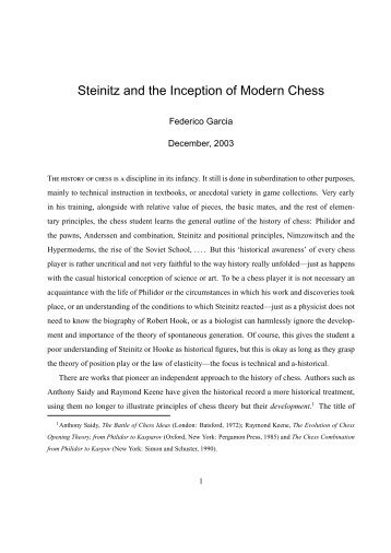 Steinitz and the Inception of Modern Chess - Federico Garcia