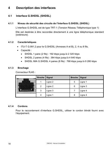 ONE300 Manuel d'installation - OneAccess extranet