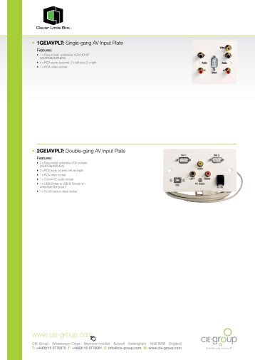 / 1GEIAVPLT: Single-gang AV Input Plate / 2GEIAVPLT ... - CIE-Group