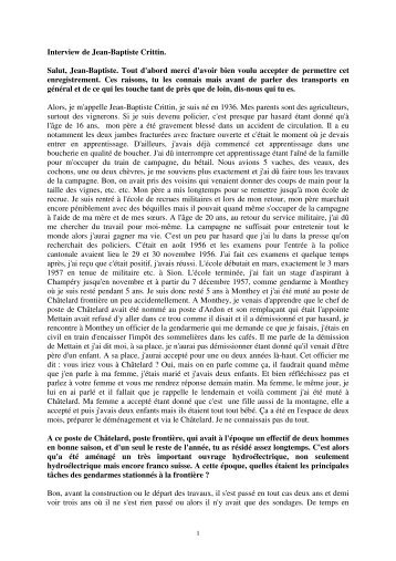 Interview de Jean-Baptiste Crittin. Salut, Jean-Baptiste. Tout d'abord ...