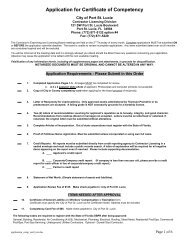 Certificate of Competency Application - City of Port St. Lucie