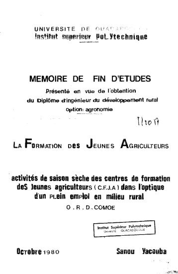 La Formation des jeunes agriculteurs : activitÃ©s de saison ... - BEEP