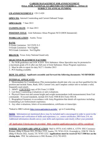 career management job announcement full time national guard for ...