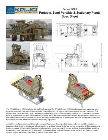 Portable, Semi-Portable & Stationary Plants Spec Sheet - KPI-JCI