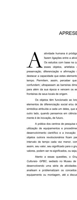 Cultura Material e PatrimÃ´nio da CiÃªncia e Tecnologia - Museu de ...