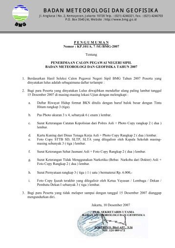 BADAN METEOROLOGI DAN GEOFISIKA - BMG