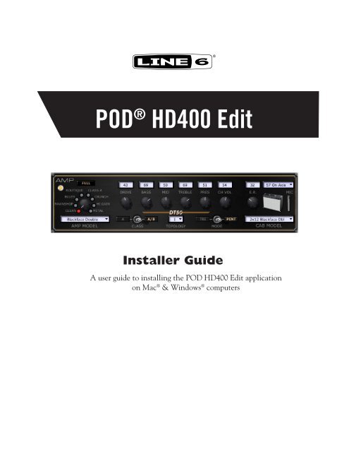 Line 6 POD® HD400 Edit Installer Guide (Rev. B, v. 1.03) - Musifex