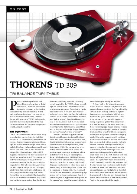 THORENS TD 309 - Ultra High-End Audio and Home Theater Review