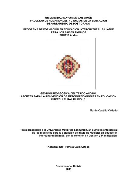 Universidad Mayor De San Sima N Facultad De Humanidades Y