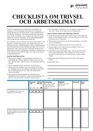 CHECKLISTA OM TRIVSEL OCH ARBETSKLIMAT - Prevent