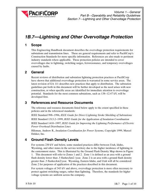 1B.7âLightning and Other Overvoltage Protection - Pacific Power