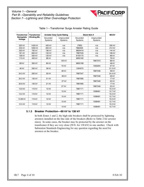 1B.7âLightning and Other Overvoltage Protection - Pacific Power