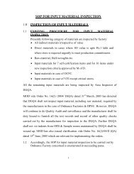 (SOP) for input Material Inspection - Ordnance Factory Dum Dum