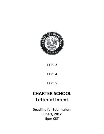 CHARTER SCHOOL Letter of Intent - Louisiana Department of ...
