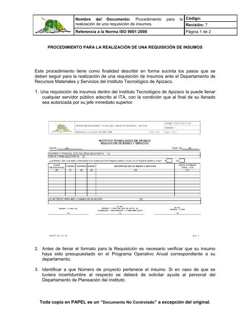 Nombre del Documento: Instructivo de Trabajo del SGC para la ...