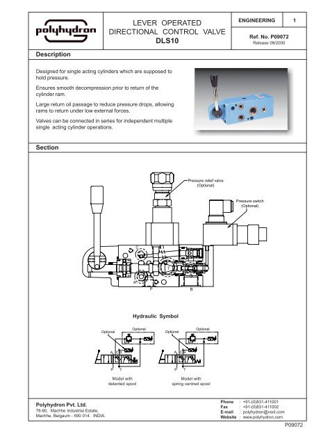 lever operated directional control valve dls10 - Polyhydron Group of ...