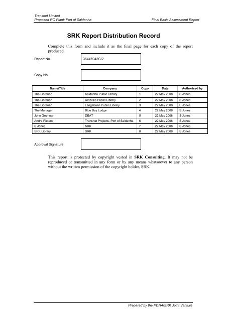 Basic Assessment Report - Transnet