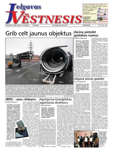 2008. gada 27. novembris. Nr.48(80) - Jelgavas VÄstnesis
