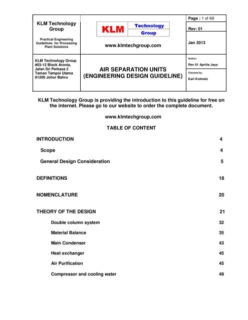 air separation units (engineering design guideline) - KLM ...