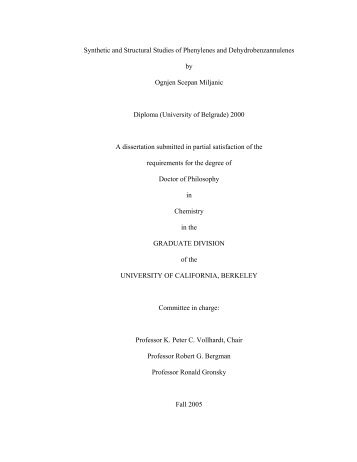 Synthetic and Structural Studies of Phenylenes and ...