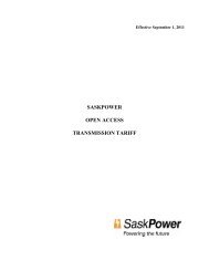 SASKPOWER OPEN ACCESS TRANSMISSION TARIFF