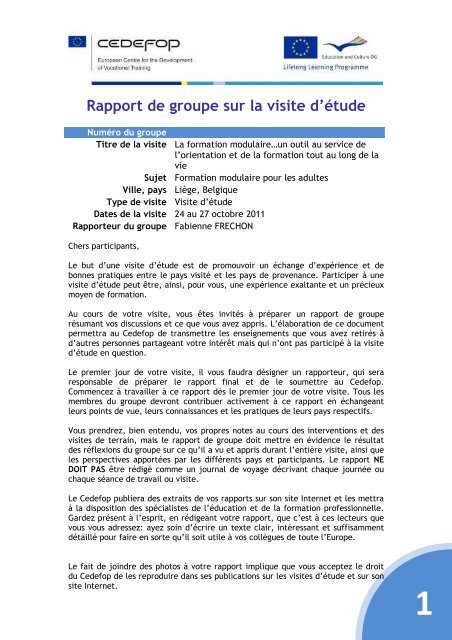 rapport final formation modulaire - AEF Europe