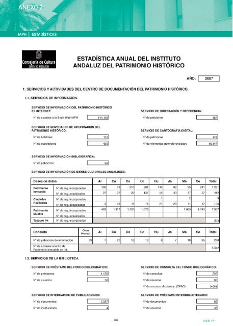 MEMORIA 2007 - IAPH. Instituto Andaluz del Patrimonio Historico