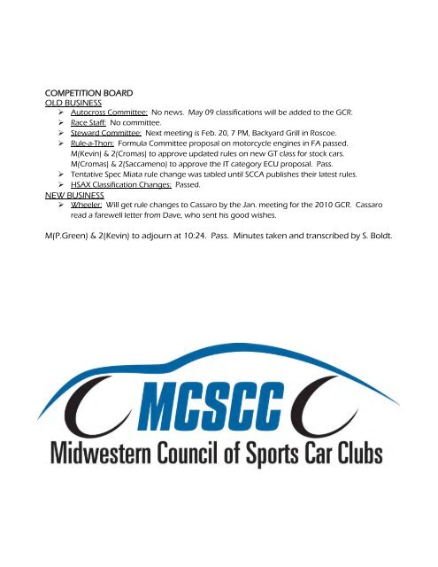 Nov-Dec 2009 Klaxon - Midwestern Council of Sports Car Clubs