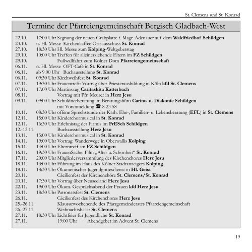 Pfarrbrief St. Konrad St. Clemens - St. Clemens Paffrath